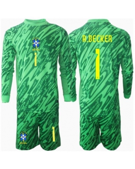 Brasile Alisson Becker #1 Portiere Maglia Gara Casa Repliche Copa America 2024 Bambino Maniche Lunghe